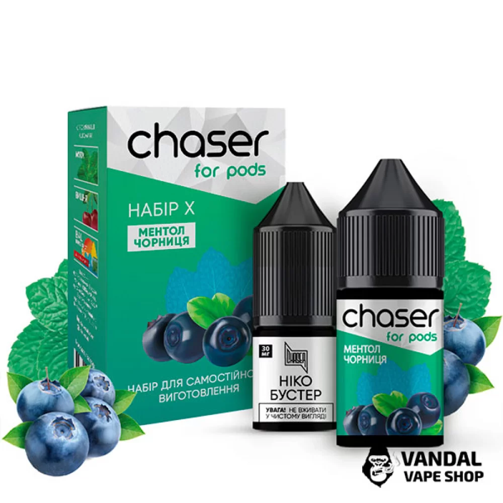 Набор для самозамеса Chaser X Kit 30 мл 30 мг со вкусом черники и ментола Набор для самозамеса Chaser X Kit 30 мл 30 мг со вкусом черники и ментола