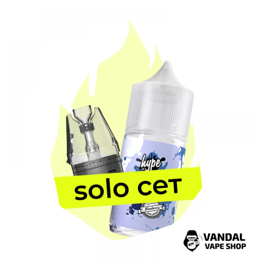 Комбінація Solo OXVA NeXLIM №1: Картридж OXVA NeXLIM 0.6 Ом, 4 мл + набір для самозамісу Hype Blueberry 30 мл 50 мг Комбінація Solo OXVA NeXLIM №1: Картридж OXVA NeXLIM 0.6 Ом, 4 мл + набір для самозамісу Hype Blueberry 30 мл 50 мг