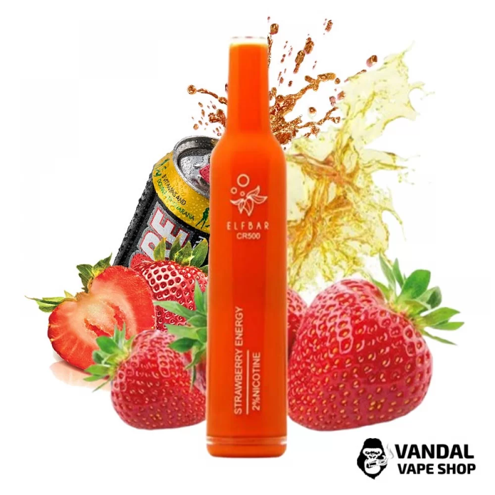 Одноразова Pod-система Elf Bar CR 500 із міцністю нікотину 2% зі смаком полуничного енергетика Одноразова Pod-система Elf Bar CR 500 із міцністю нікотину 2% зі смаком полуничного енергетика