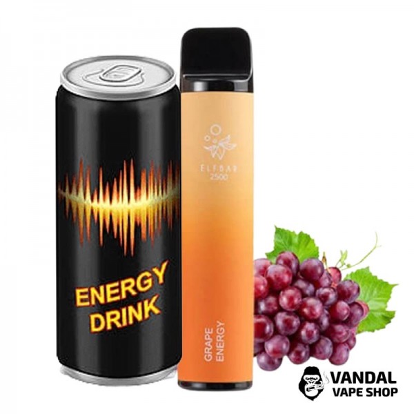 Одноразовий Pod Elf Bar 1400mAh 5% на 2500 затяжок зі смаком винограду з енергетиком