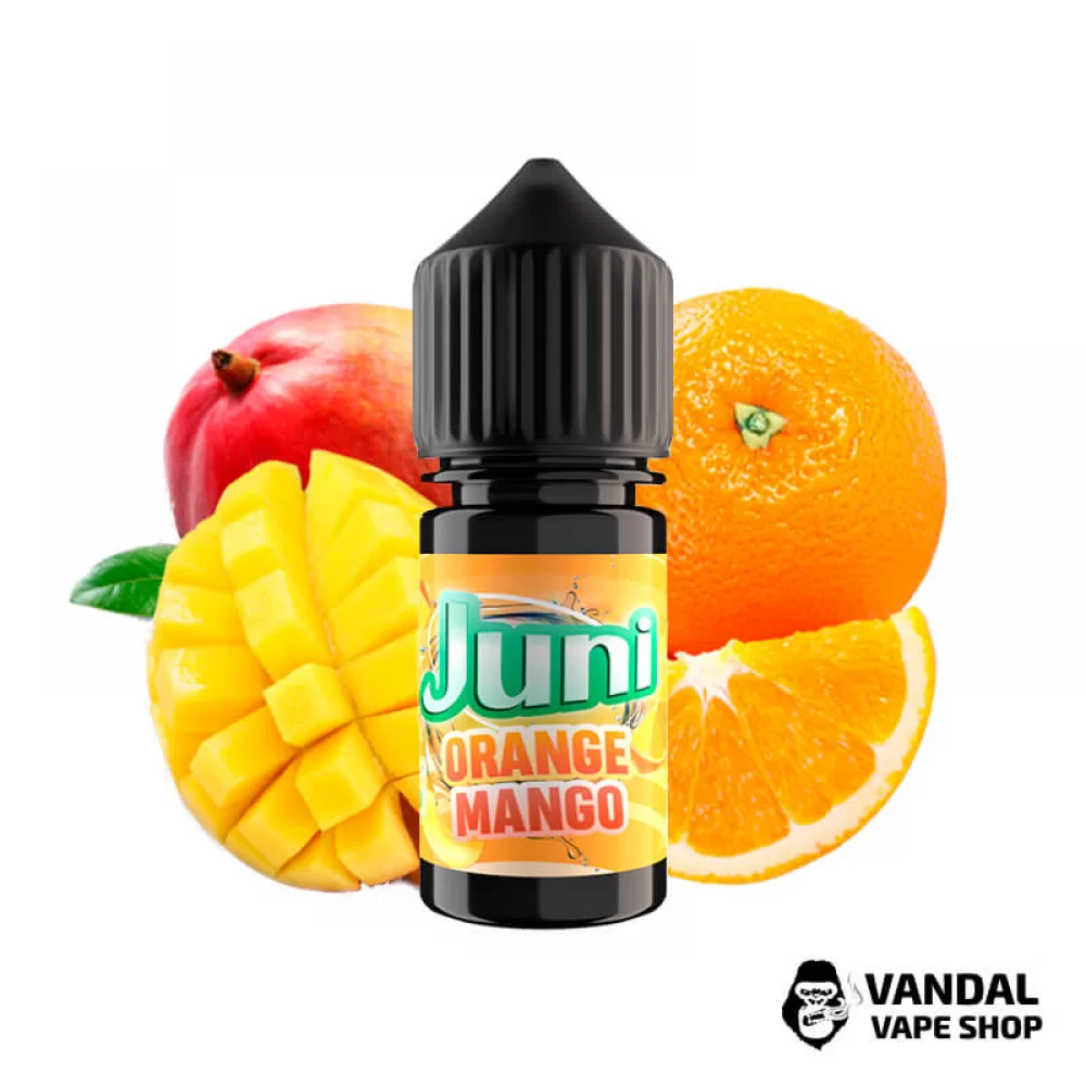 ЖИДКОСТЬ Juni 30 мл 50 мг НА СОЛЕВОМ НИКОТИНЕ со вкусом апельсина и манго