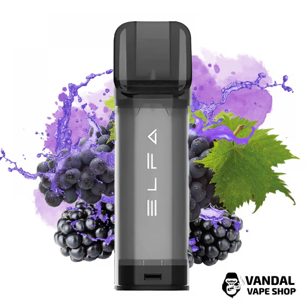 Заправленный картридж для Elf Bar ELFA 2 мл со вкусом ежевики и винограда Заправленный картридж для Elf Bar ELFA 2 мл со вкусом ежевики и винограда