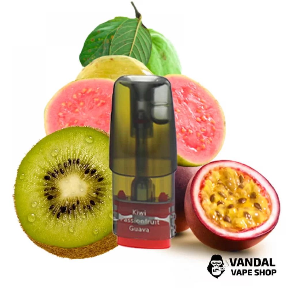 Заправлені картриджі для ELF BAR RF350 и MATE 500 2.0 Мл (1.2 Ом) зі смаком ківі, маракуйї і гуави Заправлені картриджі для ELF BAR RF350 и MATE 500 2.0 Мл (1.2 Ом) зі смаком ківі, маракуйї і гуави