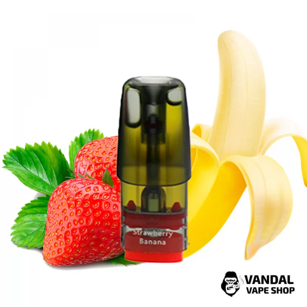 Заправлені картриджі для ELF BAR RF350 и MATE 500 2.0 Мл (1.2 Ом) зі смаком полуниці і банану