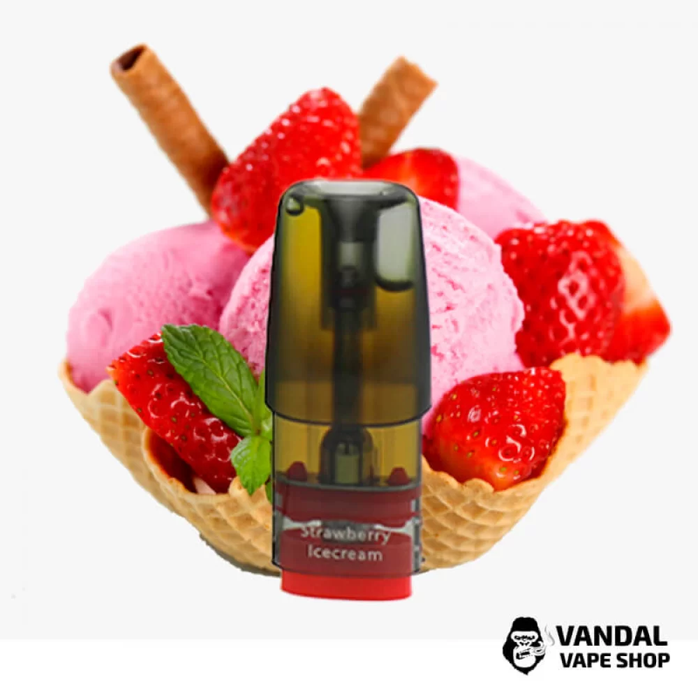 Заправленные картриджи для ELF BAR RF350 и MATE 500 2.0 Мл (1.2 Ом) со вкусом клубничного мороженого Заправленные картриджи для ELF BAR RF350 и MATE 500 2.0 Мл (1.2 Ом) со вкусом клубничного мороженого