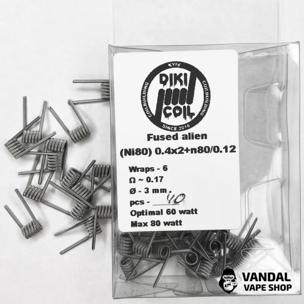 Готовая спираль Fused Alien 0,17 Ohm (Ni80) 0.4x2+n80/0.12