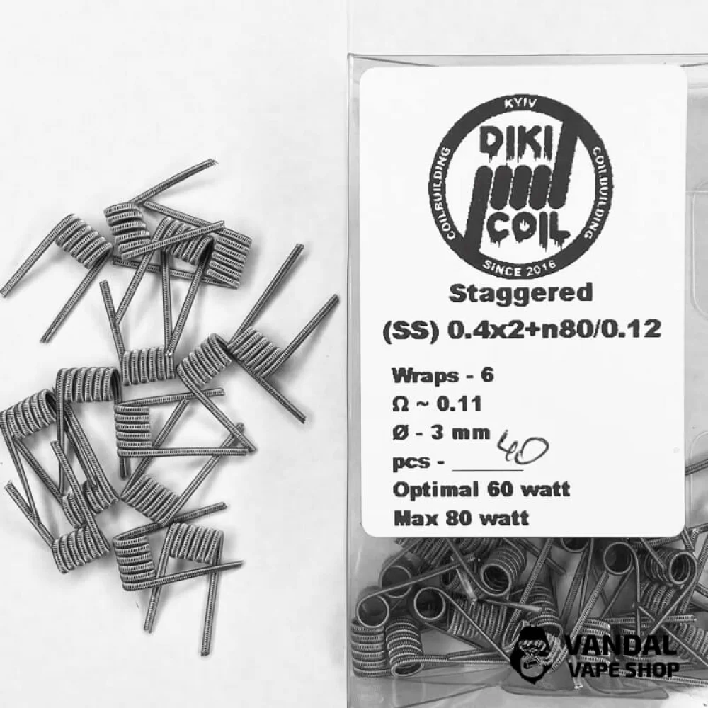 Готовая спираль Staggered 0,11 Ohm (Ss) 0.4x2+n80/0.12
