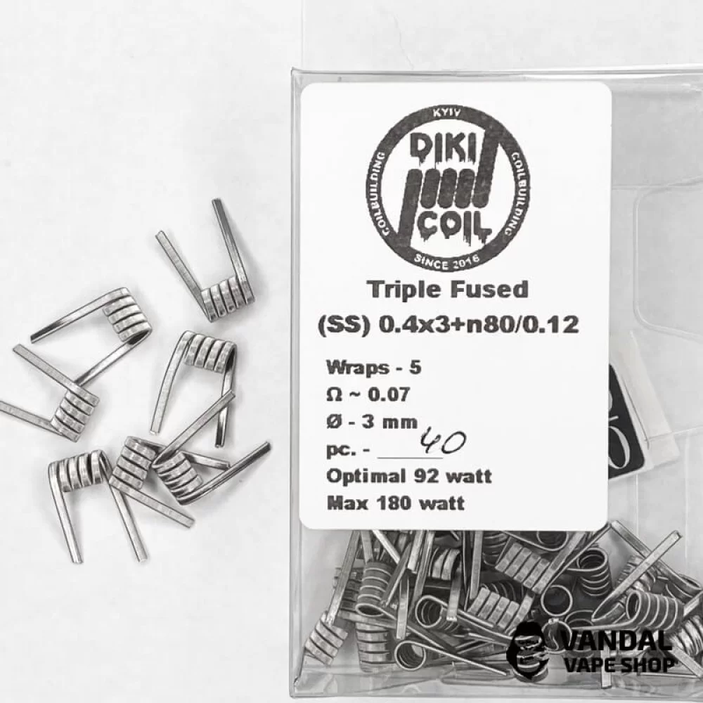 Готовая спираль Triple Fused 0.07 Ohm (Ss) 0.4x3+n80/0.12