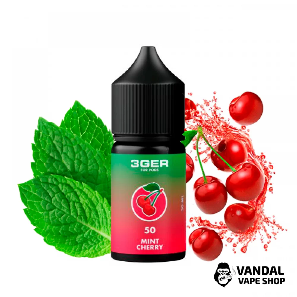 ЖИДКОСТЬ 3Ger Salt 30 мл, 50 мг НА СОЛЕВОМ НИКОТИНЕ со вкусом вишни с мятой