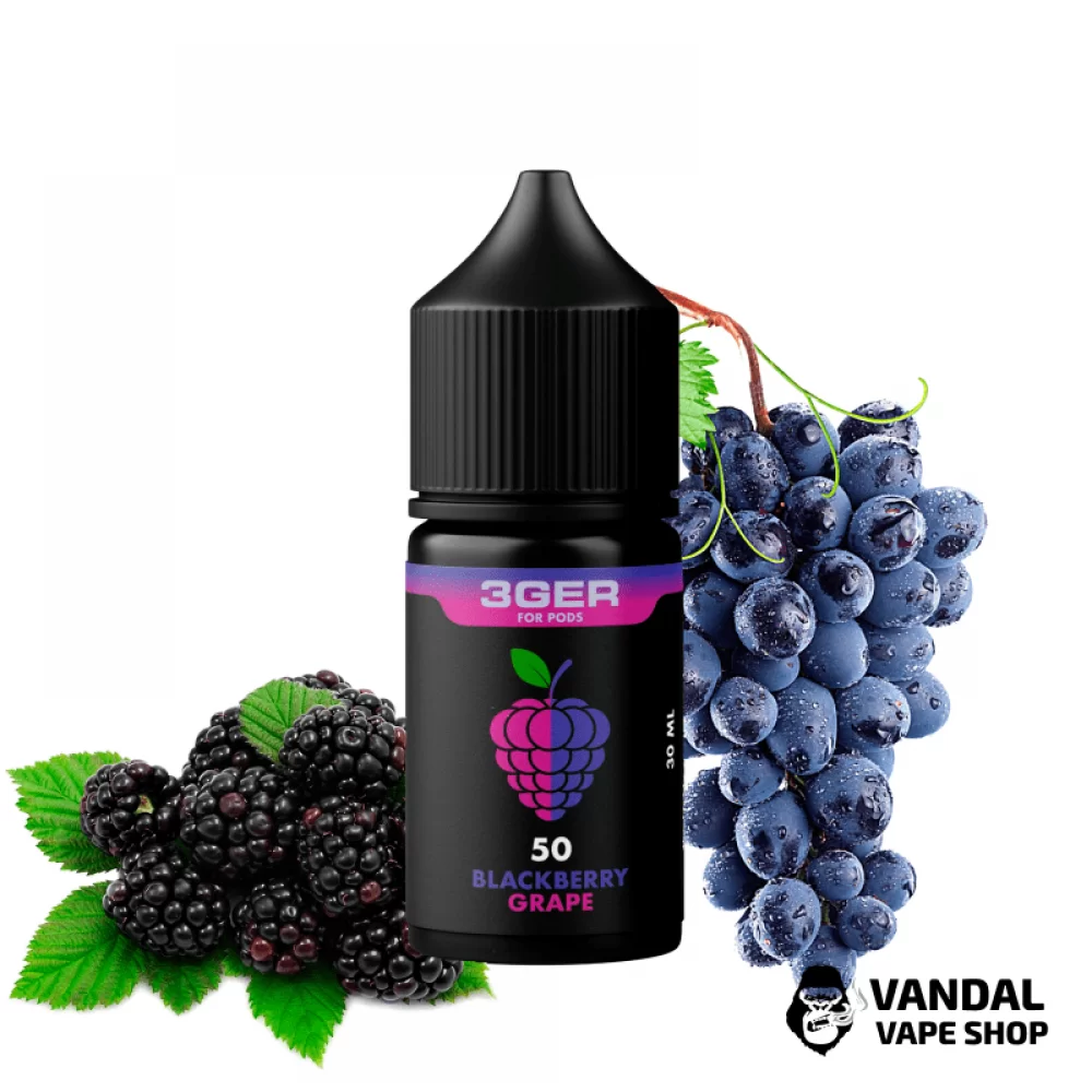 Рідина 3Ger Salt 30 мл 50 мг на сольовому нікотині зі смаком ожини і винограда Рідина 3Ger Salt 30 мл 50 мг на сольовому нікотині зі смаком ожини і винограда