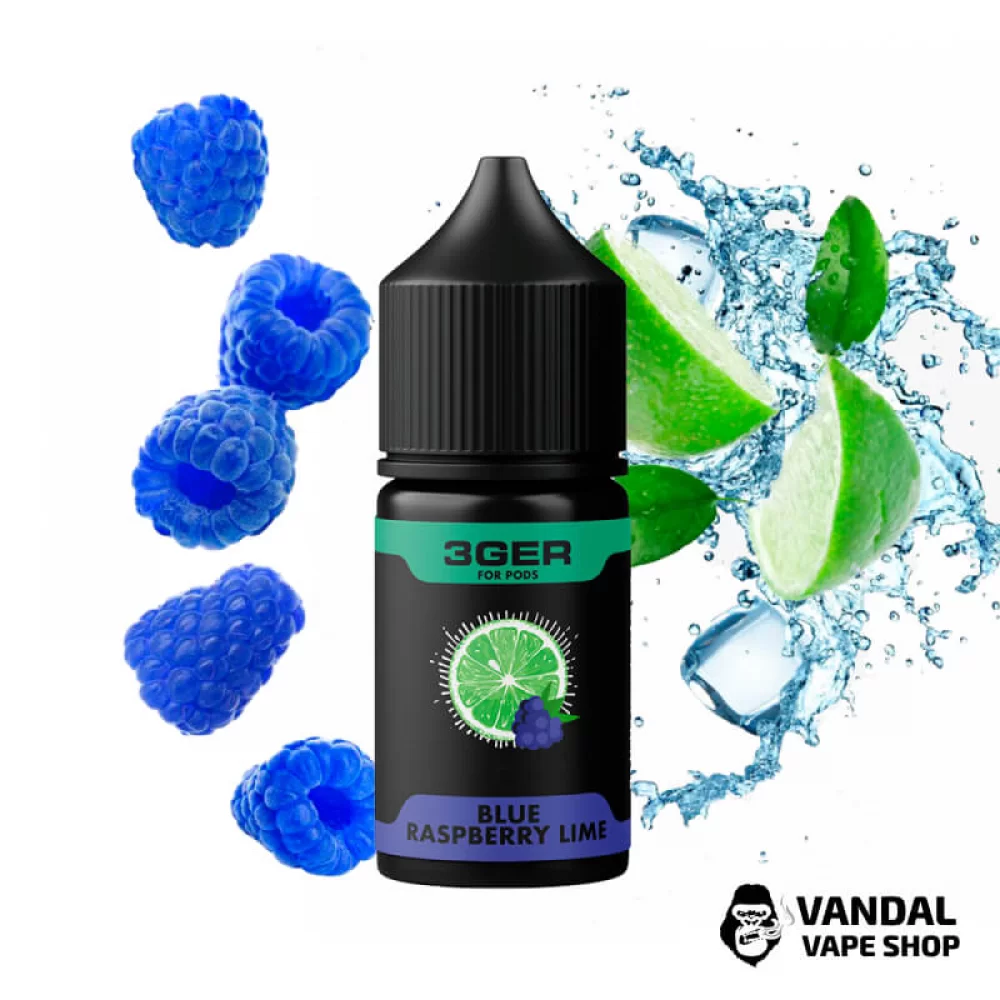 ЖИДКОСТЬ 3Ger Salt - Blue Raspberry Lime 30 мл 50 мг НА СОЛЕВОМ НИКОТИНЕ СО ВКУСОМ лайма и голубой малины