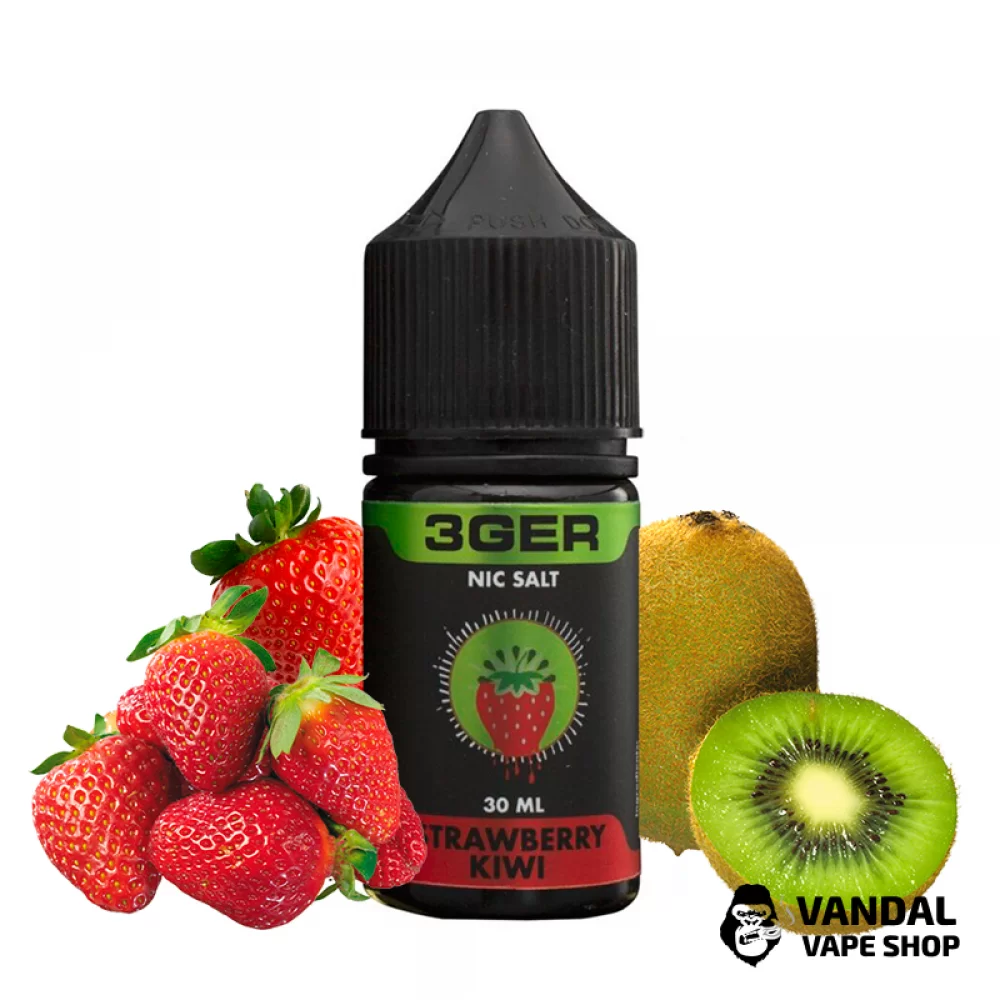 ЖИДКОСТЬ 3Ger Salt 30 мл, 50 мг НА СОЛЕВОМ НИКОТИНЕ со вкусом клубники и киви