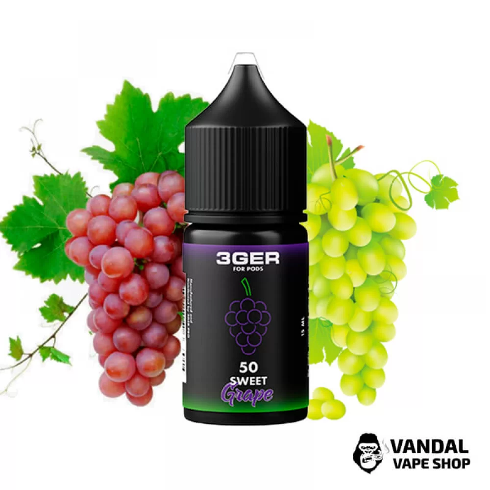 ЖИДКОСТЬ 3Ger Salt - Sweet Grape 30 мл 50 мг НА СОЛЕВОМ НИКОТИНЕ СО ВКУСОМ красного и белого винограда ЖИДКОСТЬ 3Ger Salt - Sweet Grape 30 мл 50 мг НА СОЛЕВОМ НИКОТИНЕ СО ВКУСОМ красного и белого винограда