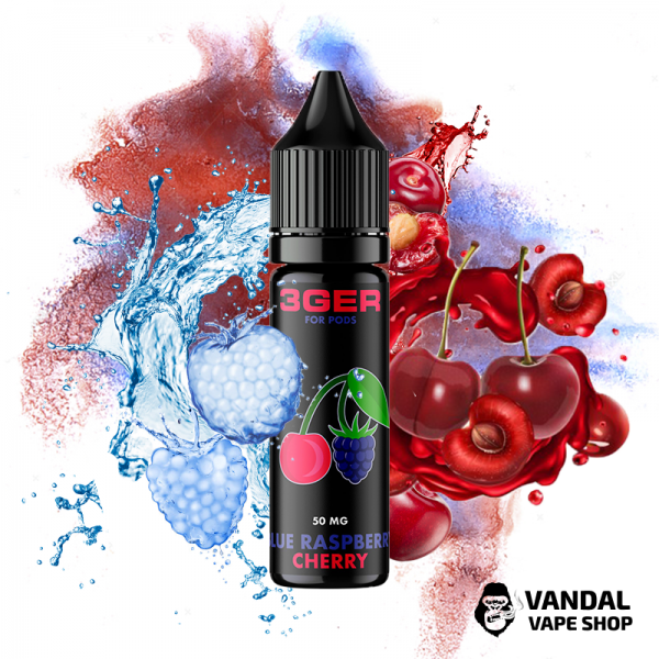 РІДИНА 3Ger Salt - Blue Raspberry Cherry 15 мл 35 мг НА СОЛЬОВОМУ НІКОТИНІ З СМАКОМ голубої малини і вишні