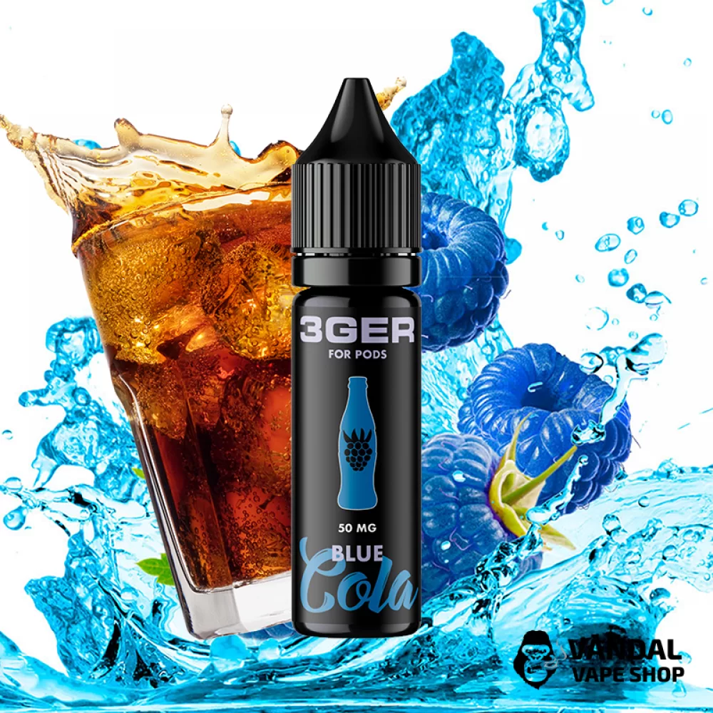 РІДИНА 3Ger Salt - Blue Cola 15 мл 35 мг НА СОЛЬОВОМУ НІКОТИНІ З СМАКОМ коли з голубою малиною