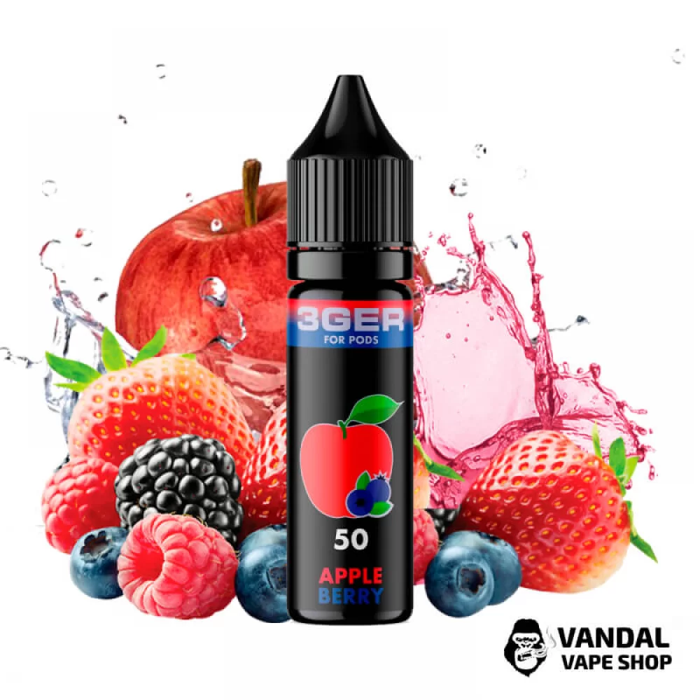 РІДИНА 3Ger Salt - Apple Berry 15 мл 50 мг НА СОЛЬОВОМУ НІКОТИНІ З СМАКОМ лісових ягід і яблука РІДИНА 3Ger Salt - Apple Berry 15 мл 50 мг НА СОЛЬОВОМУ НІКОТИНІ З СМАКОМ лісових ягід і яблука
