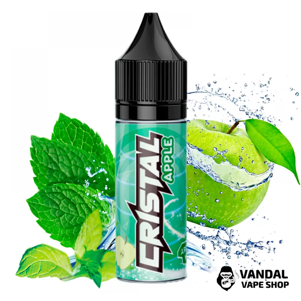 Рідина Cristal Salt - 15 мл, 50 мг на сольовому нікотині зі смаком яблука з м'ятою та ментолом
