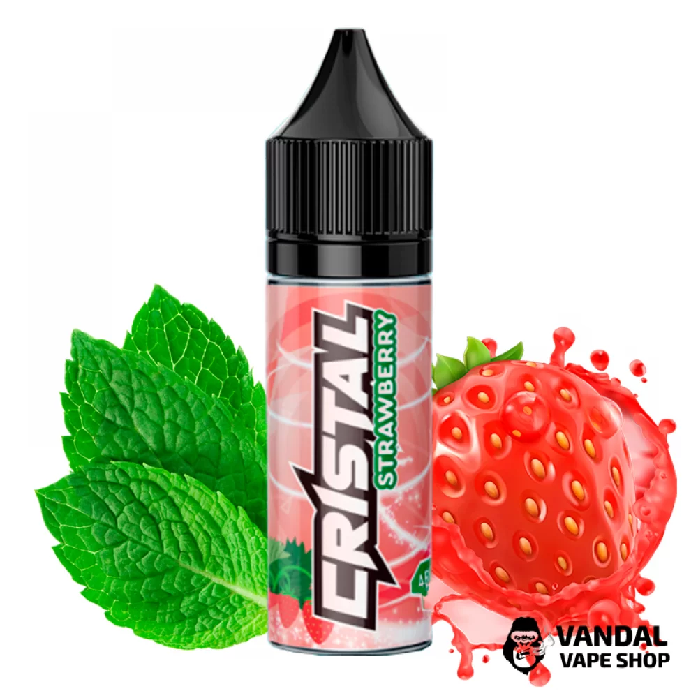 Рідина Cristal Salt - 15 мл, 25 мг на сольовому нікотині зі смаком полуниці з м'ятою та ментолом Рідина Cristal Salt - 15 мл, 25 мг на сольовому нікотині зі смаком полуниці з м'ятою та ментолом