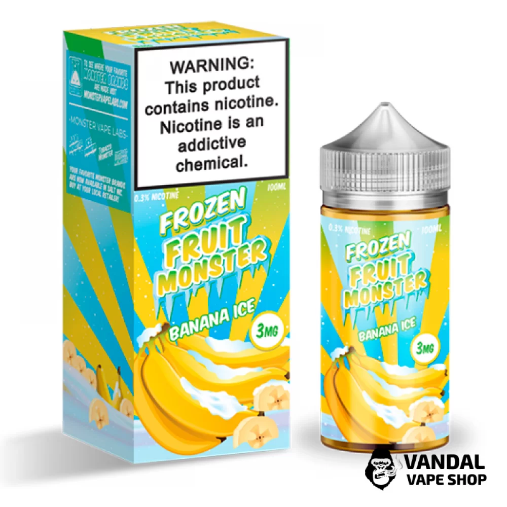 Премиальная солевая жидкость Frozen Fruit Monster Salt 30 мл, 48 мг со вкусом банана с холодком Премиальная солевая жидкость Frozen Fruit Monster Salt 30 мл, 48 мг со вкусом банана с холодком