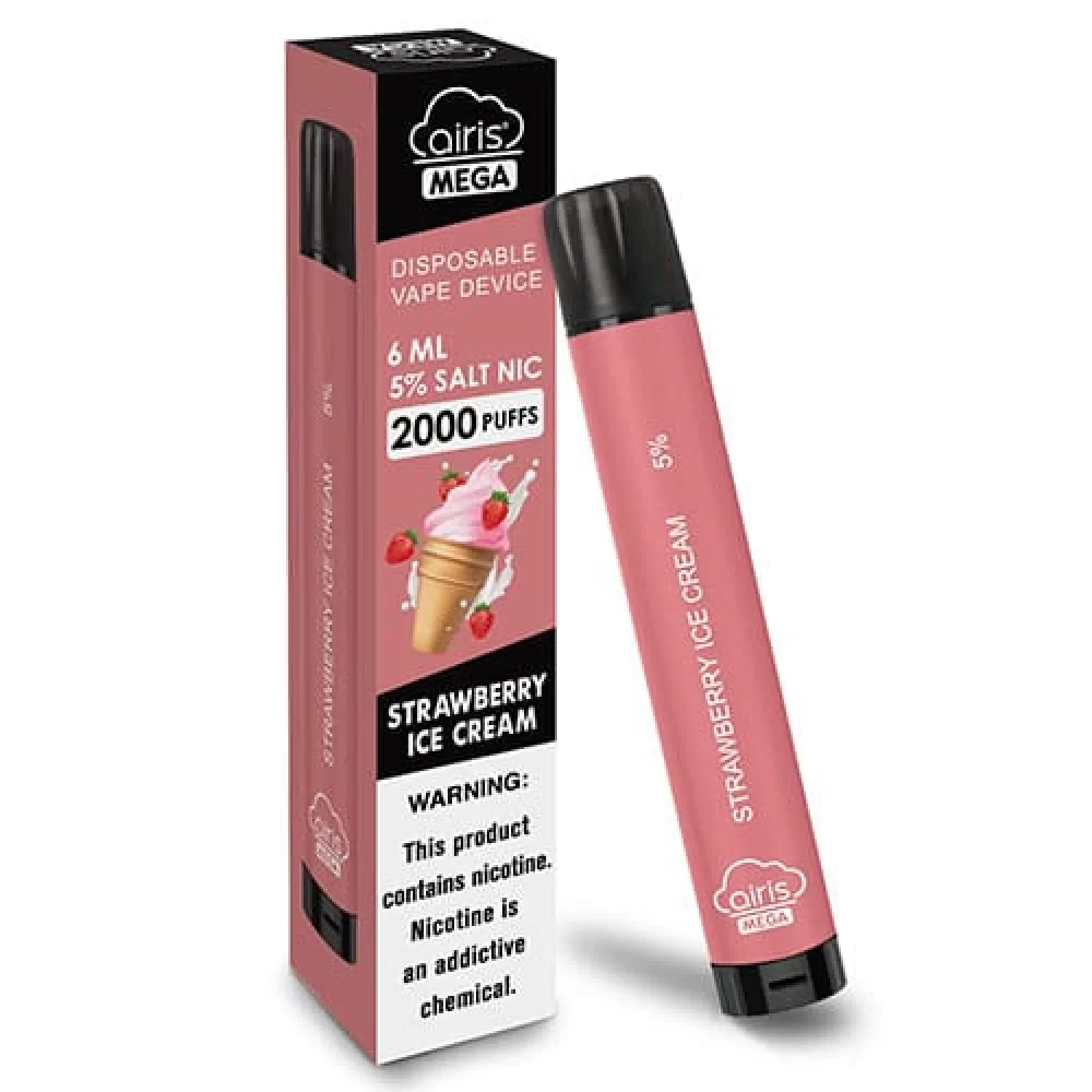 Одноразка Airis Mega 2000 Disposable Vape 5% со вкусом клубничного мороженого