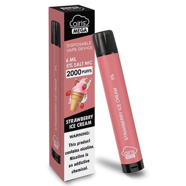 Одноразка Airis Mega 2000 Disposable Vape зі смаком полуничного морозива