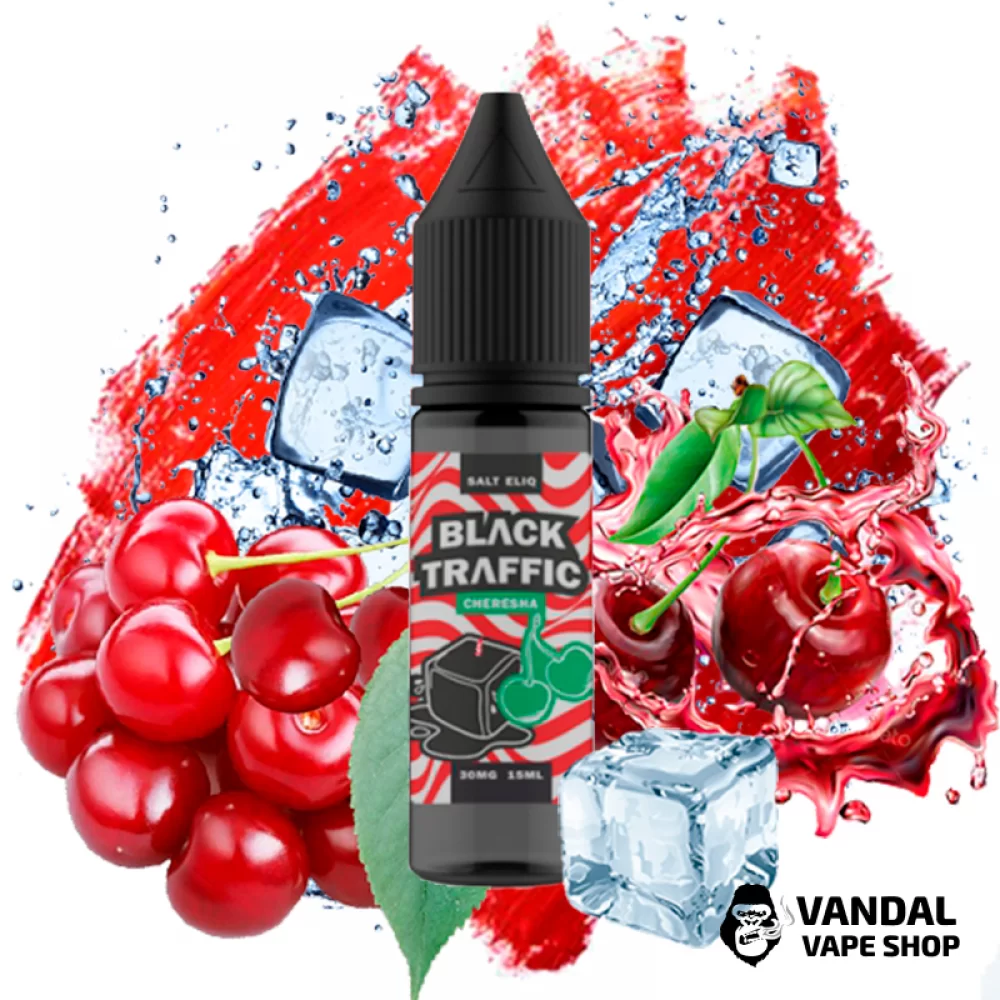 РІДИНА Black Triangle Salt Black Traffic Cheresha, 15 мл, 30 мг НА СОЛЬОВОМУ НІКОТИНІ З СМАКОМ черешні з холодком
