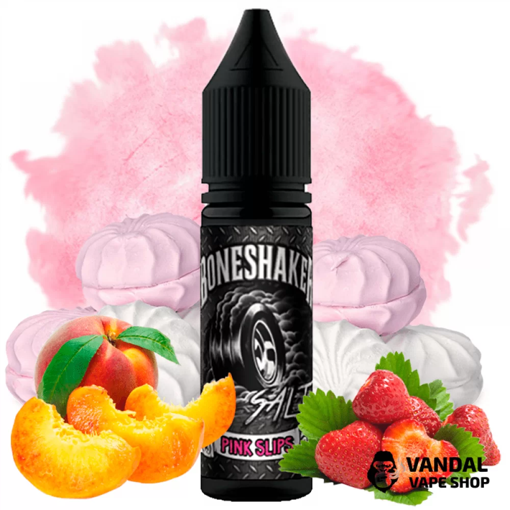 Солевая жидкость Boneshaker Salt - 15 мл, 50 мг со вкусом зефира, клубники и персика Солевая жидкость Boneshaker Salt - 15 мл, 50 мг со вкусом зефира, клубники и персика