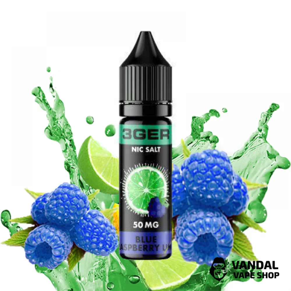 ЖИДКОСТЬ 3Ger Salt - Blue Raspberry Lime 15 мл 35 мг НА СОЛЕВОМ НИКОТИНЕ СО ВКУСОМ голубой малины и лайма