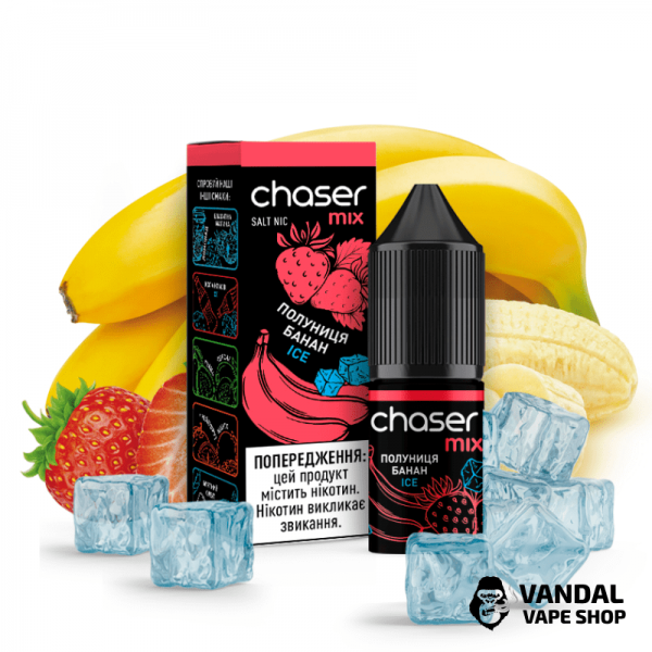 ЖИДКОСТЬ Chaser Mix SALT - 10 мл 50 мг НА СОЛЕВОМ НИКОТИНЕ СО ВКУСОМ Клубники и банана с холодком