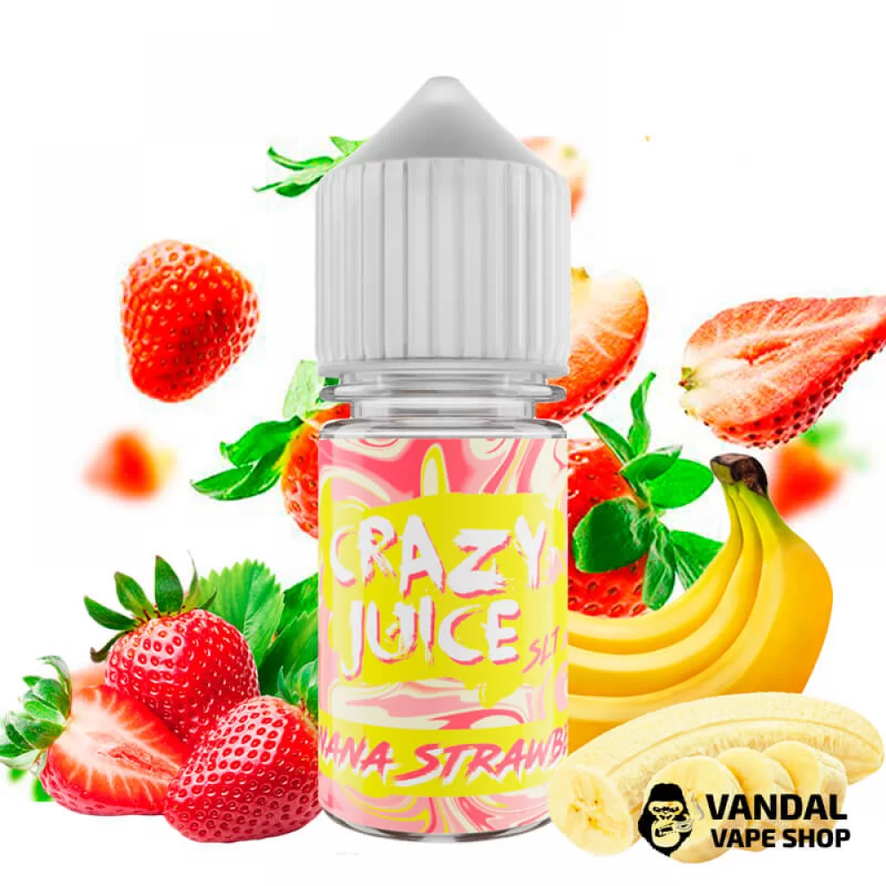 ЖИДКОСТЬ Crazy Juice Salt 30 мл НА СОЛЕВОМ НИКОТИНЕ 30 мг со вкусом банана с клубникой