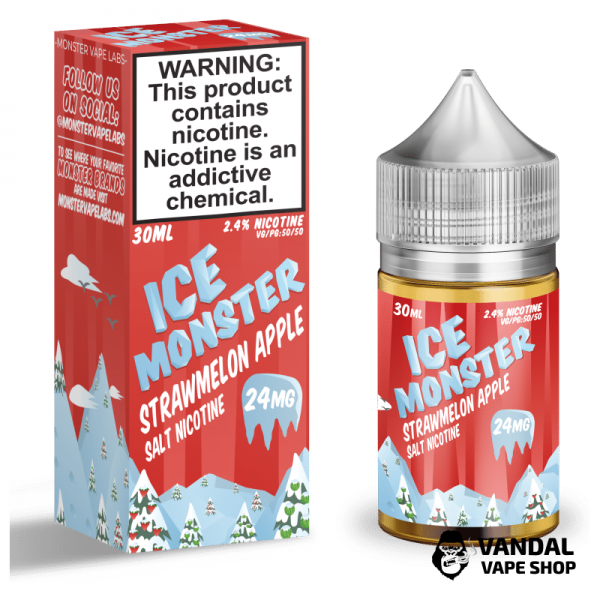 Преміальна сольова рідина Ice Monster Salt 30 мл, 48 мг зі смаком полуниці, кавуна та яблука з льодом