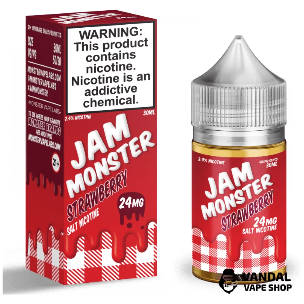 Премиальная солевая жидкость Jam Monster Salt 30 мл, 48 мг со вкусом клубничного джема Премиальная солевая жидкость Jam Monster Salt 30 мл, 48 мг со вкусом клубничного джема