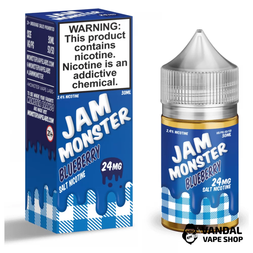 Премиальная солевая жидкость Jam Monster Salt 30 мл, 48 мг со вкусом черничного джема Премиальная солевая жидкость Jam Monster Salt 30 мл, 48 мг со вкусом черничного джема