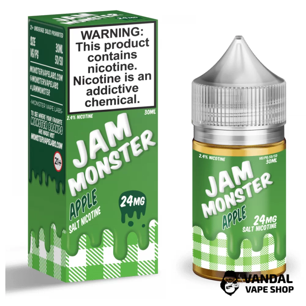 Премиальная солевая жидкость Jam Monster Salt 30 мл, 48 мг со вкусом яблочного джема Премиальная солевая жидкость Jam Monster Salt 30 мл, 48 мг со вкусом яблочного джема