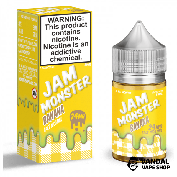 Премиальная солевая жидкость Jam Monster Salt 30 мл, 24 мг со вкусом бананового джема
