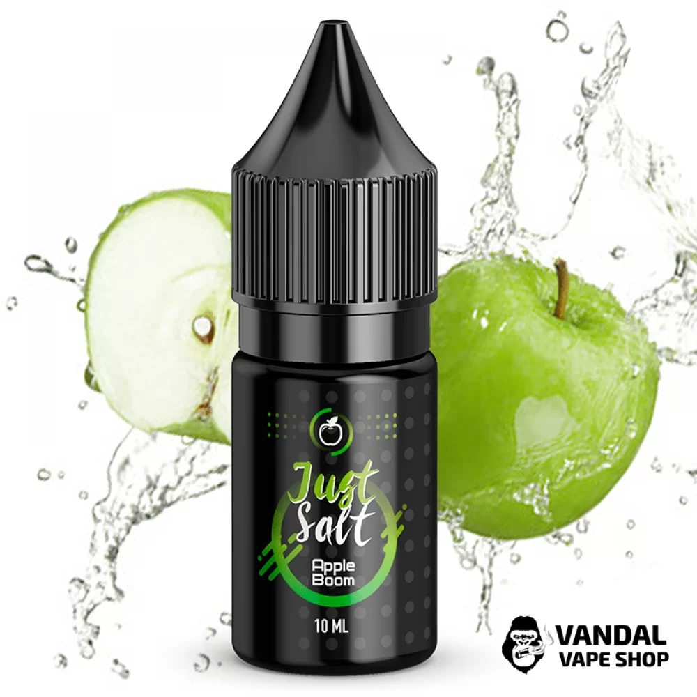 Рідина JUST SALT 10 мл, 25 мг Apple Boom НА СОЛЬОВОМУ НІКОТИНІ зі смаком яблука Рідина JUST SALT 10 мл, 25 мг Apple Boom НА СОЛЬОВОМУ НІКОТИНІ зі смаком яблука