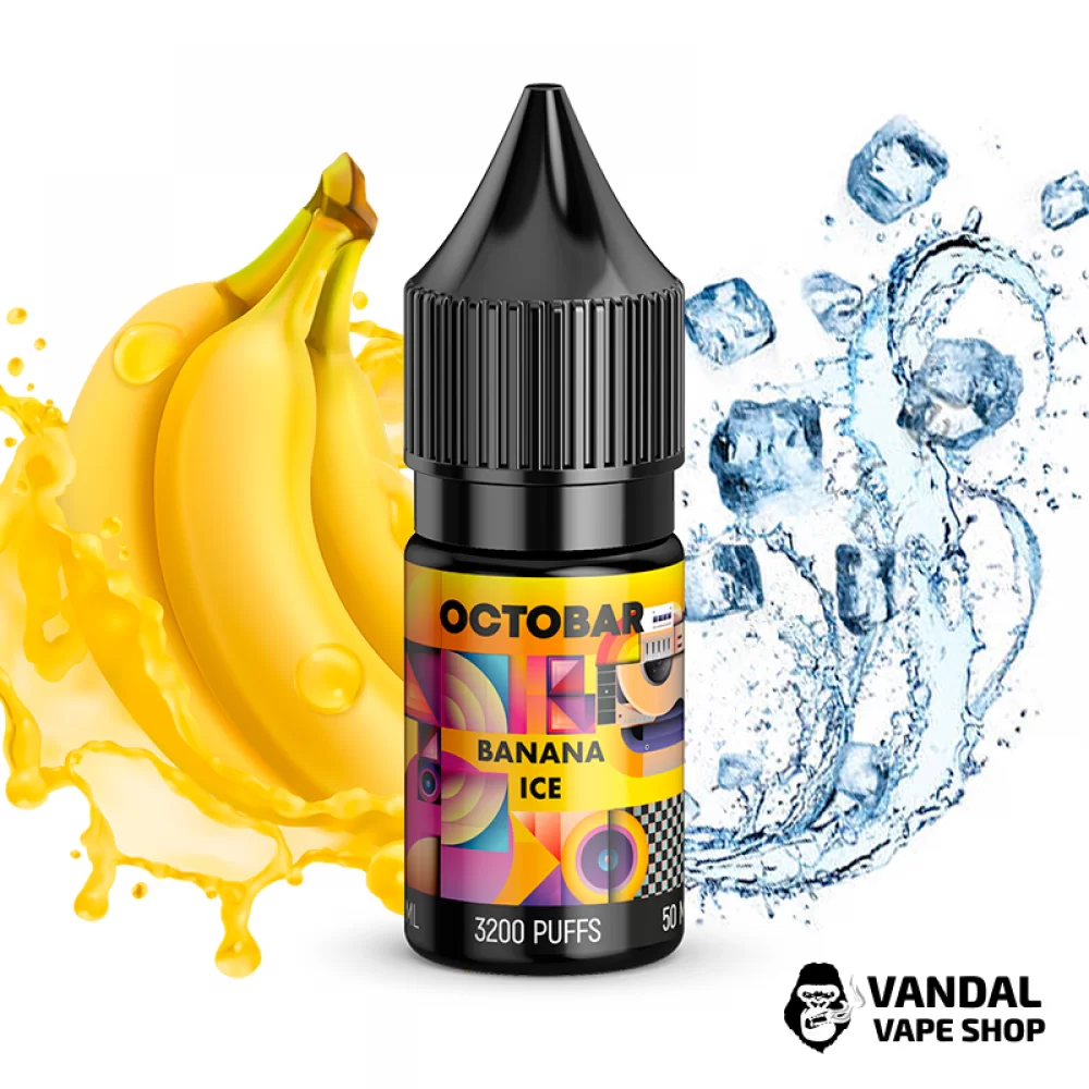 ЖИДКОСТЬ Octobar Banana Ice - 10 мл НА СОЛЕВОМ НИКОТИНЕ 50 мг со вкусом банана с холодком ЖИДКОСТЬ Octobar Banana Ice - 10 мл НА СОЛЕВОМ НИКОТИНЕ 50 мг со вкусом банана с холодком