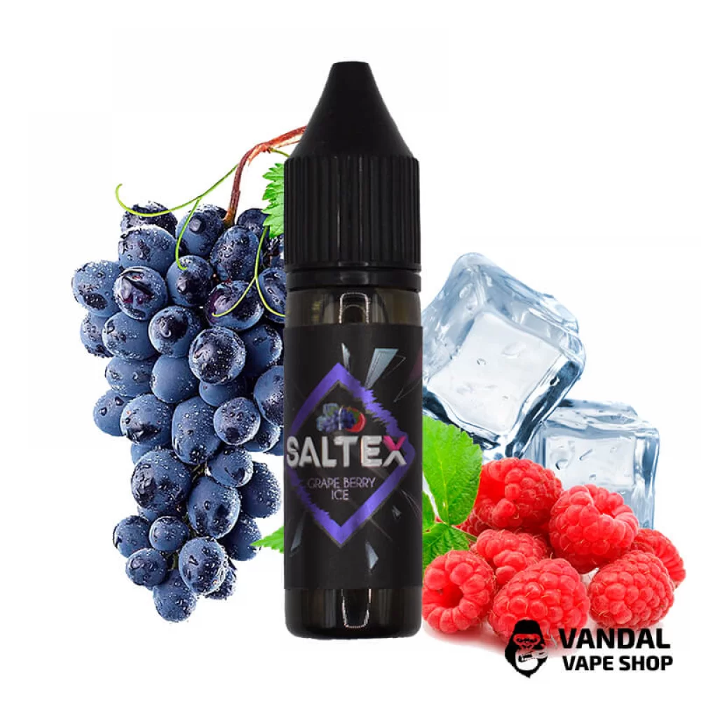 Жидкость Saltex 15 мл 45 мг на солевом никотине со вкусом винограда и малины с холодком Жидкость Saltex 15 мл 45 мг на солевом никотине со вкусом винограда и малины с холодком