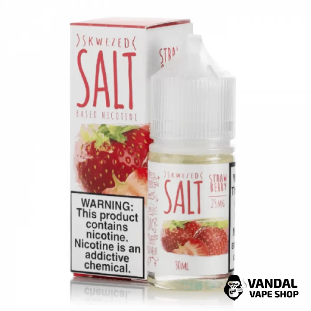 Преміальна сольова рідина Sqwezed Salt 30 мл, 50 мг зі смаком полуниці Преміальна сольова рідина Sqwezed Salt 30 мл, 50 мг зі смаком полуниці