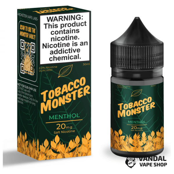 Преміальна сольова рідина Tobacco Monster Salt 30 мл, 40 мг зі смаком тютюну з ментолом