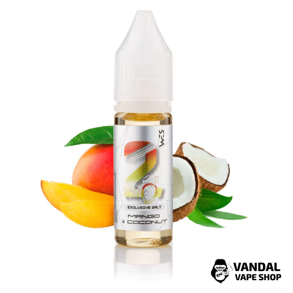 Рідина WES SILVER 15 мл 25 мг на сольовому нікотині зі смаком манго і кокосової стружки 