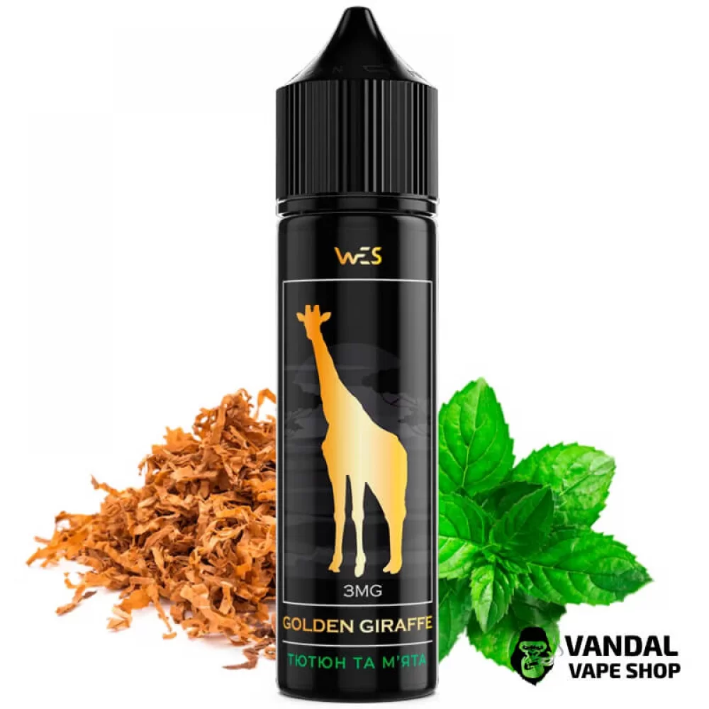 Жидкость WES Golden Giraffe 60 мл НА ОРГАНИЧЕСКОМ НИКОТИНЕ 3 мг со вкусом табака с мятой Жидкость WES Golden Giraffe 60 мл НА ОРГАНИЧЕСКОМ НИКОТИНЕ 3 мг со вкусом табака с мятой