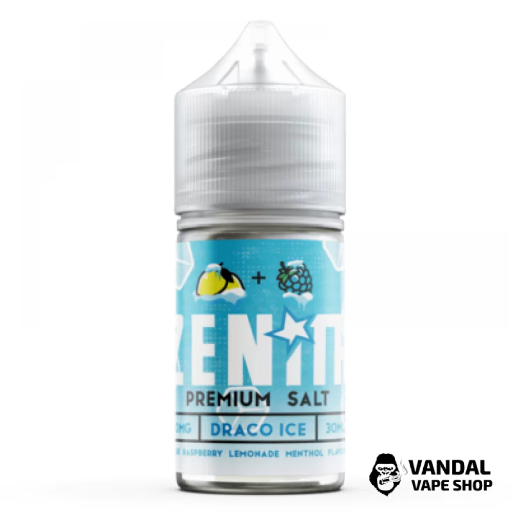 Преміальна сольова рідина Zenith Salt Draco Ice 30 мл, 25 мг зі смаком блакитної малини та лимонаду з холодком