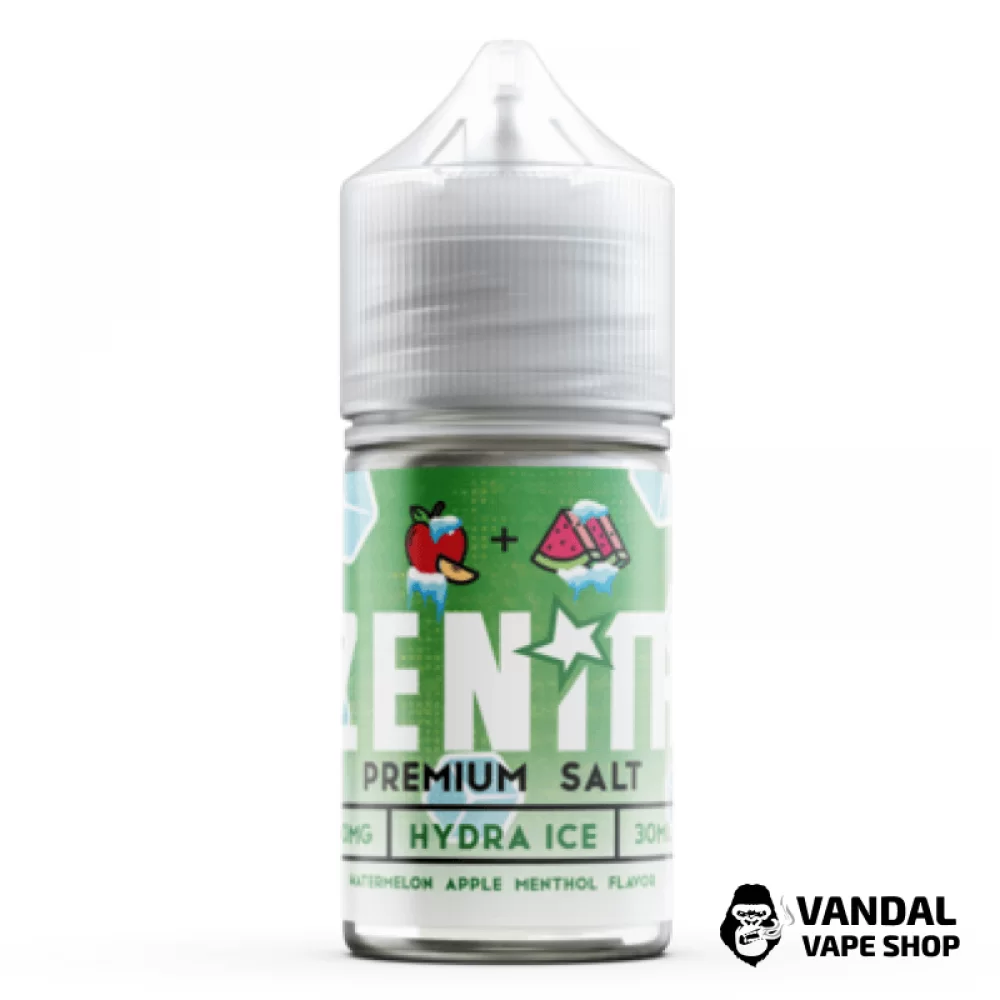 Премиальная солевая жидкость Zenith Salt Hydra Ice 30 мл, 25 мг со вкусом арбуза с яблоком и ментолом Премиальная солевая жидкость Zenith Salt Hydra Ice 30 мл, 25 мг со вкусом арбуза с яблоком и ментолом