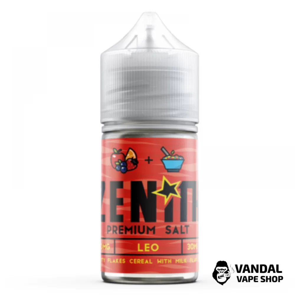 Премиальная солевая жидкость Zenith Salt Leo 30 мл, 50 мг со вкусом хлопьев для завтрака Премиальная солевая жидкость Zenith Salt Leo 30 мл, 50 мг со вкусом хлопьев для завтрака