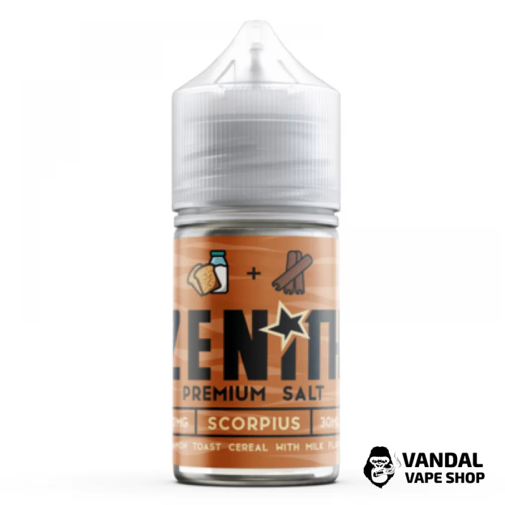 Премиальная солевая жидкость Zenith Salt 30 мл, 25 мг со вкусом хрустящих хлопьев, корицы, коричневого сахара и молока