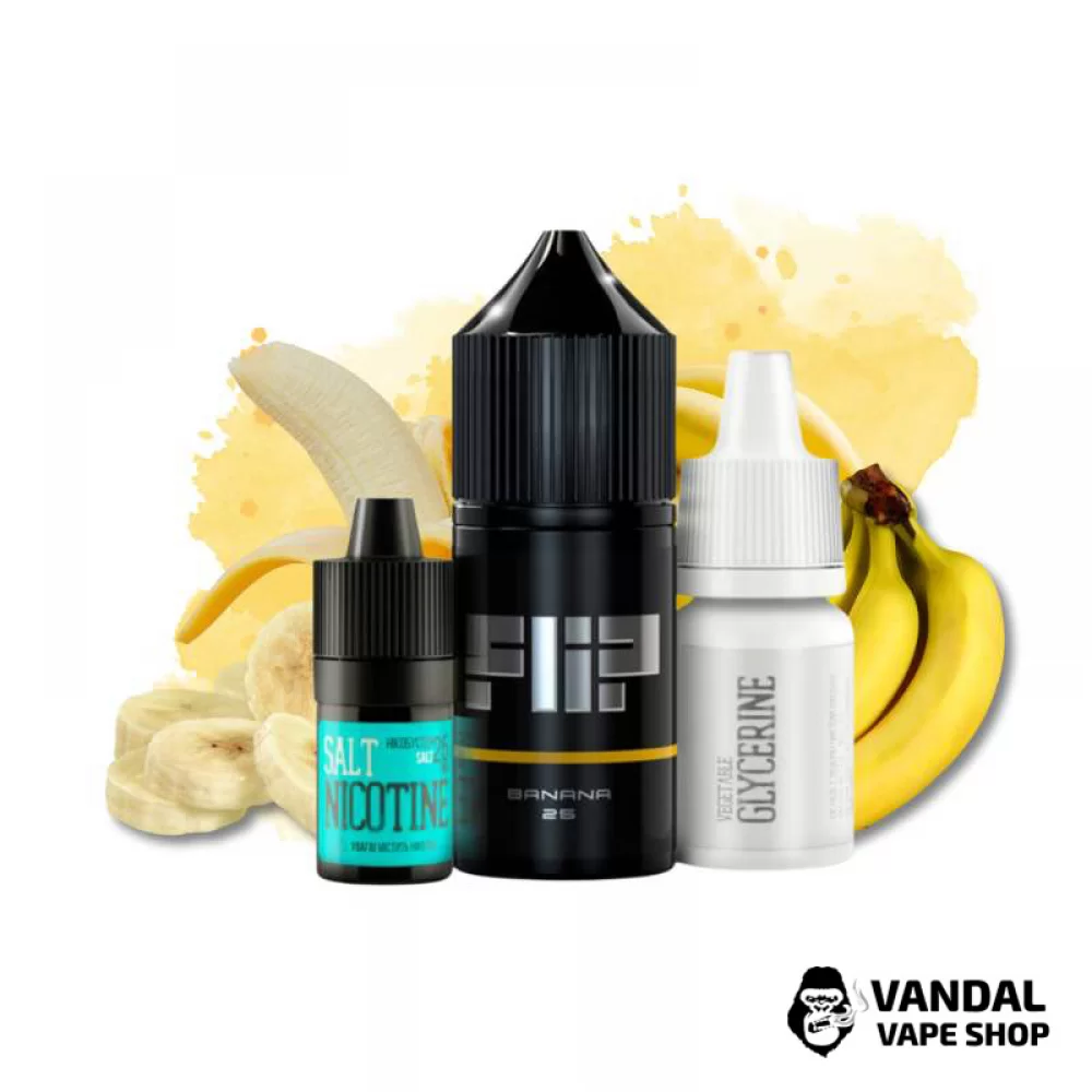 Набор для самозамеса Flip Salt 30 мл 25 мг со вкусом банана Набор для самозамеса Flip Salt 30 мл 25 мг со вкусом банана