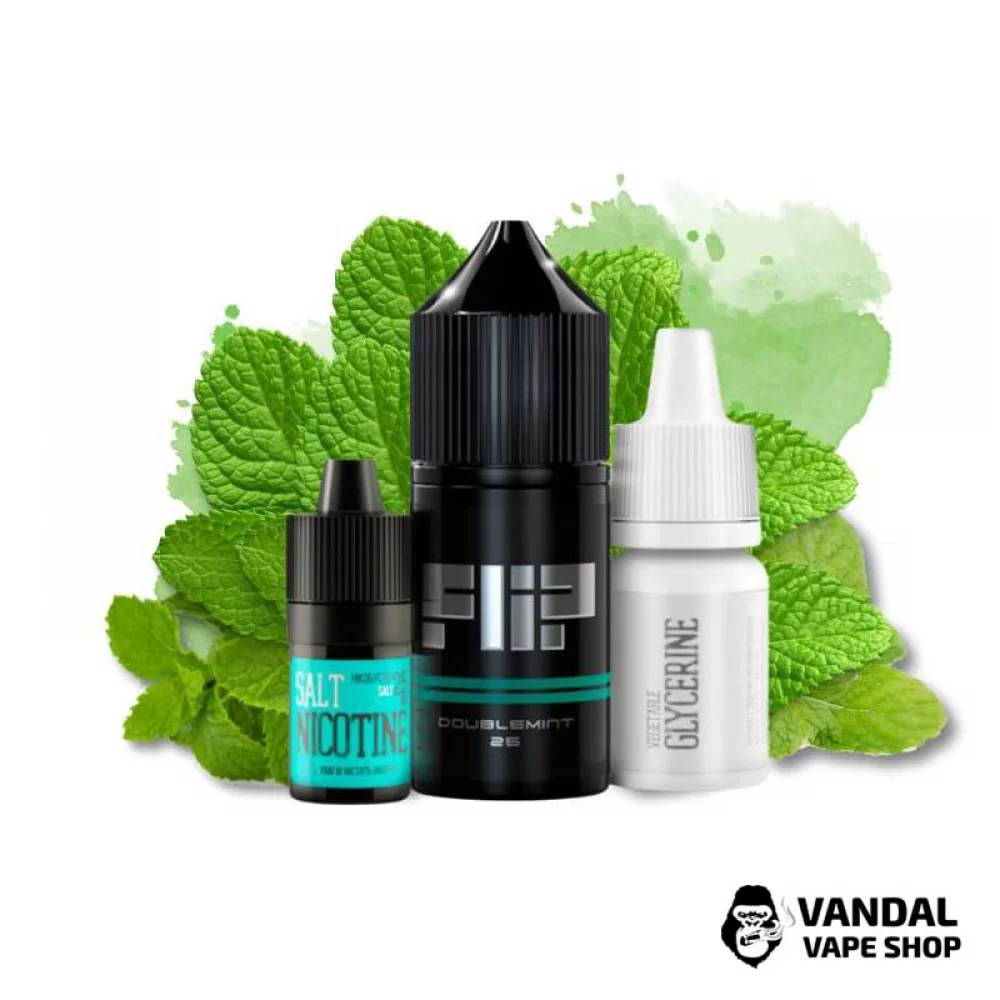 Набор для самозамеса Flip Salt 30 мл 50 мг со вкусом двойной мяты Набор для самозамеса Flip Salt 30 мл 50 мг со вкусом двойной мяты