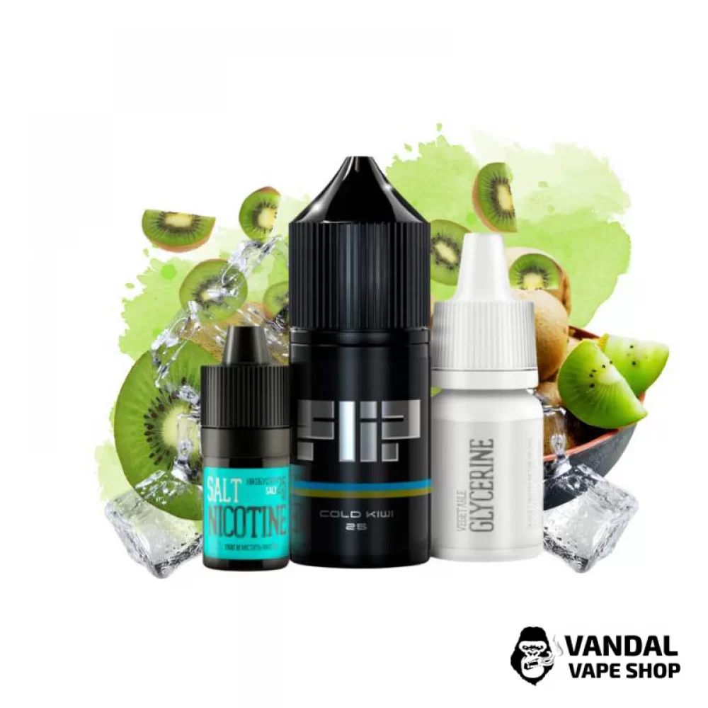 Набор для самозамеса Flip Salt 30 мл 25 мг со вкусом холодного киви Набор для самозамеса Flip Salt 30 мл 25 мг со вкусом холодного киви