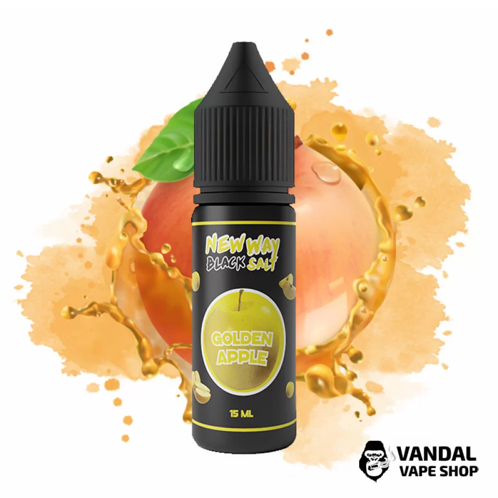 РІДИНА New Way Salt Black Golden Apple 15 мл 25 мг НА СОЛЬОВОМУ НІКОТИНІ ЗІ СМАКОМ яблука "Голден" РІДИНА New Way Salt Black Golden Apple 15 мл 25 мг НА СОЛЬОВОМУ НІКОТИНІ ЗІ СМАКОМ яблука "Голден"